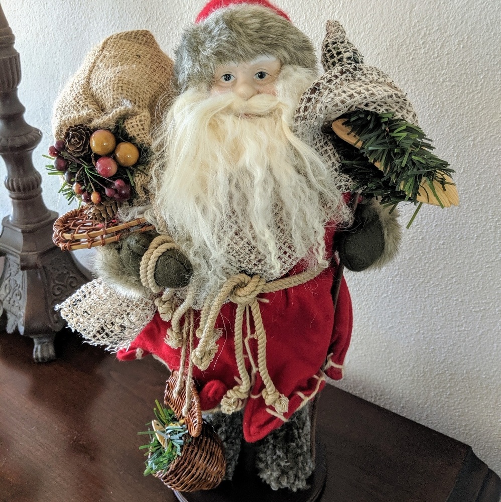 Santa clause doll on stand 16.5 in tall